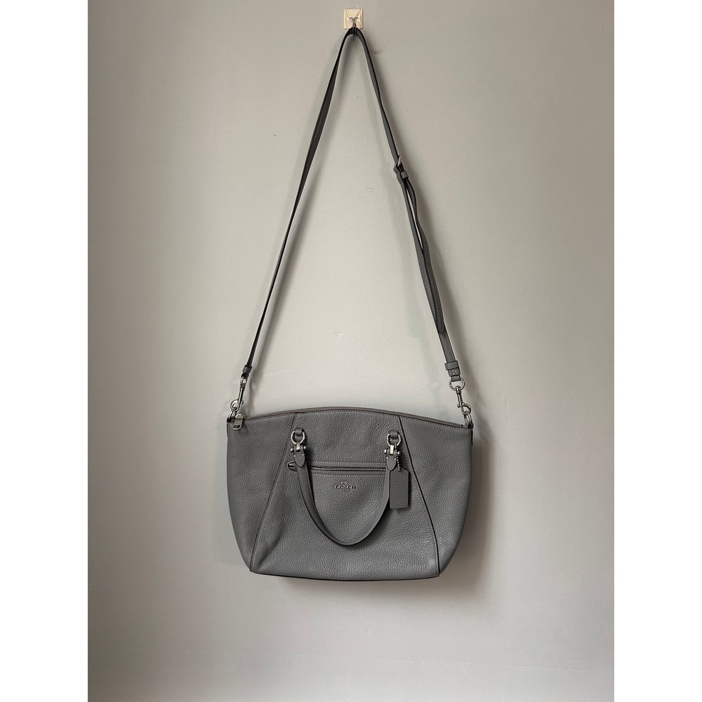 Coach Prairie Satchel Grey Pebbled Leather Crossbody Bag 79997